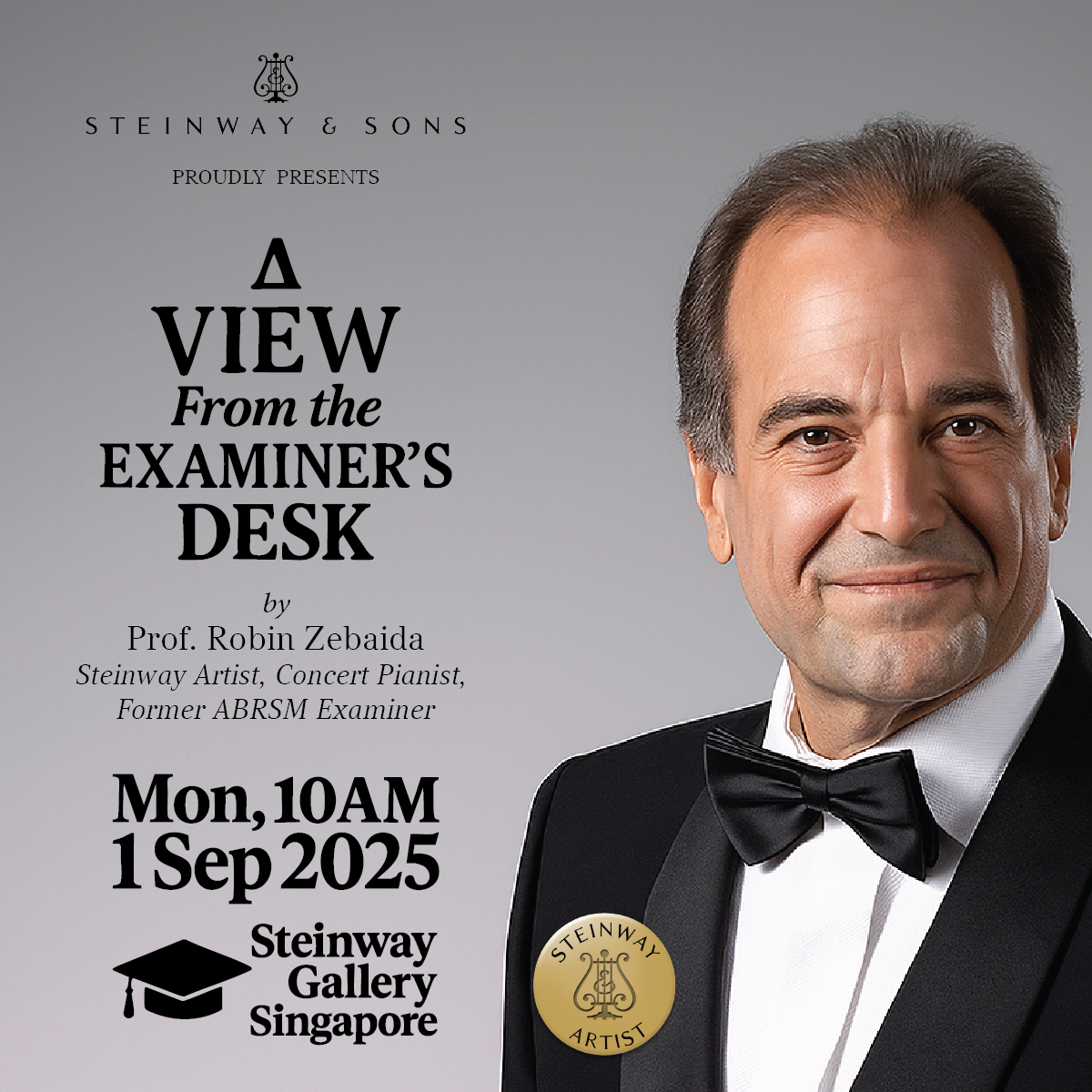 A View From the Examiner's Desk by Steinway Artist Robin Zebaida - 1 SEP 2025, 10AM - 11AM